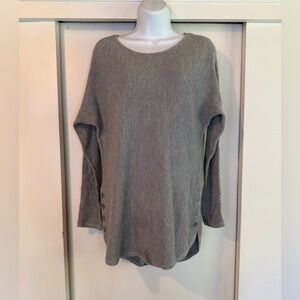 Michael Kors Light Gray Knit Sweater with Button Detail New